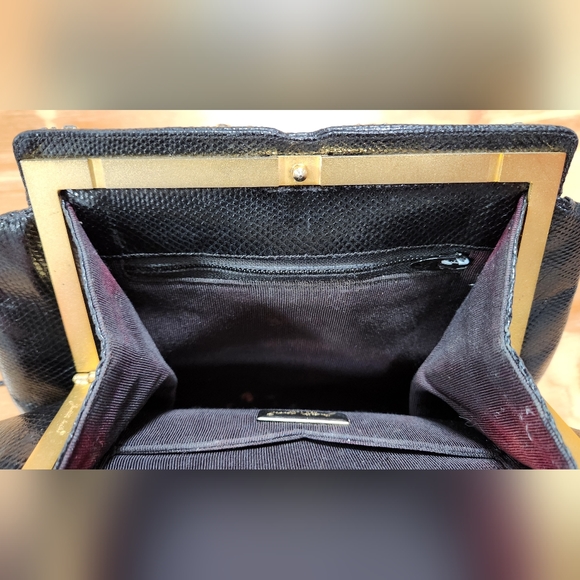 Vintage Judith Lieber Gem Stone Embellished Snakeskin Crossbody Clutch - Picture 3 of 16